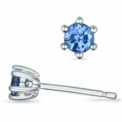 2 x 0,12 ct tanzanit solitaireørestikker i 9 karat hvidguld med tanzanit