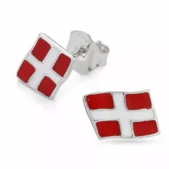 9 x 7 mm dannebrog ørestikker i sølv
