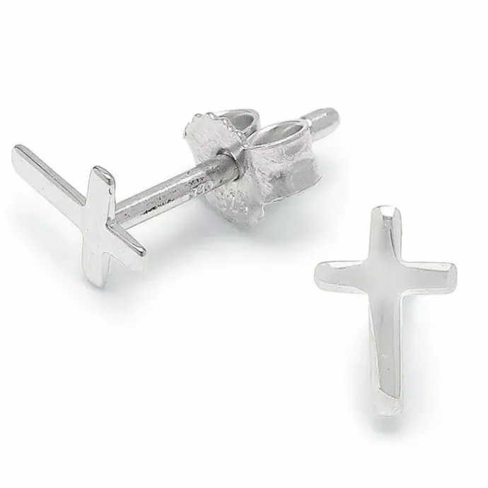 5 x 7 mm kors ørestikker i sølv