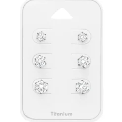 4 x 5 x 6 mm hvid zirkon ørestikker i titanium