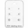 2 x 3 x 4 mm øreringe i sølv