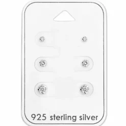 2 x 3 x 4 mm øreringe i sølv