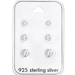 4 x 5 x 6 mm runde ørestikker i sølv