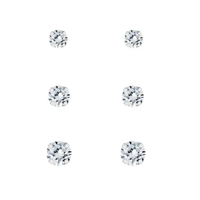 3 x 4 x 5 mm zirkon ørestikker i sølv