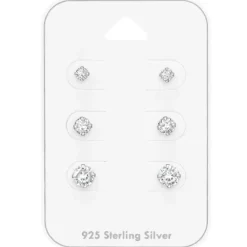 3 x 4 x 5 mm zirkon ørestikker i sølv