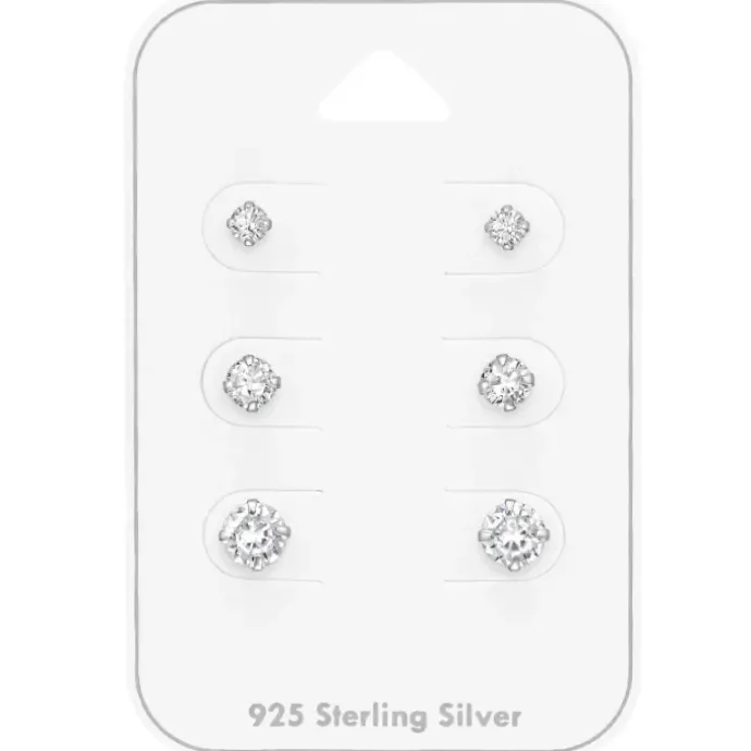 3 x 4 x 5 mm zirkon ørestikker i sølv