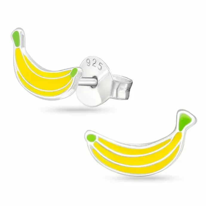 Banan gule øreringe i sølv