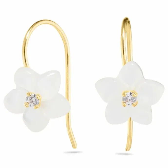Blomster øreringe i 9 karat guld med