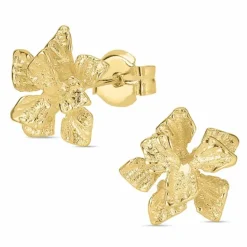 Blomster ørestikker i 9 karat guld