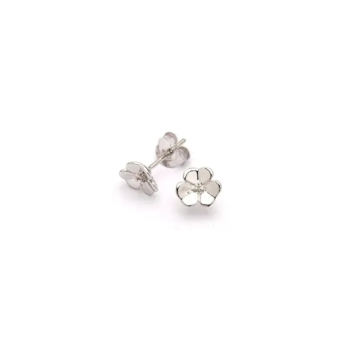 Blomster ørestikker i sølv med diamant