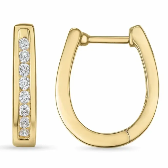 Creoler i 14 karat guld med diamanter