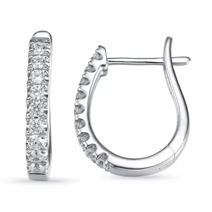 Creoler i 14 karat hvidguld med diamant