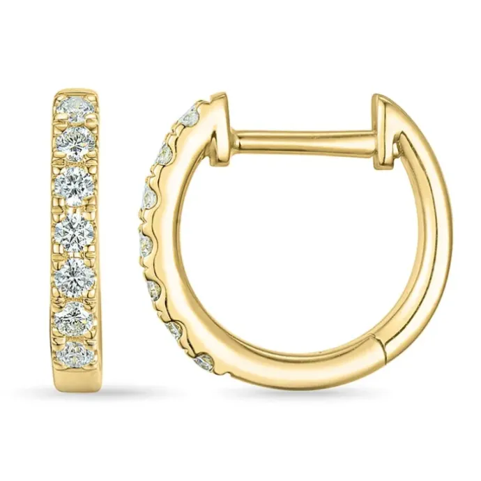 Diamant creoler i 14 karat guld med diamant