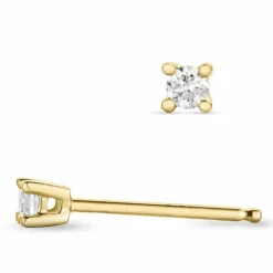 Diamant solitaireørestikker i 14 karat guld med diamant