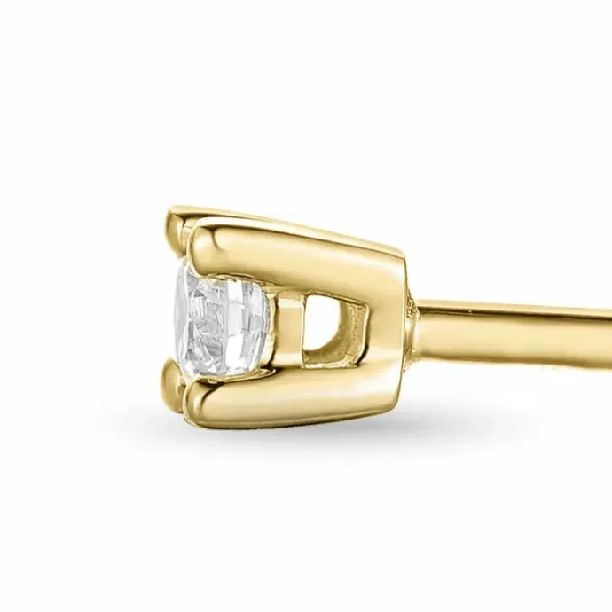 Diamant solitaireørestikker i 14 karat guld med diamant