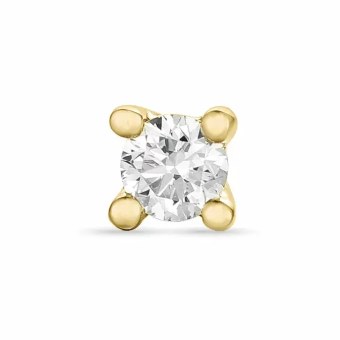 Diamant solitaireørestikker i 14 karat guld med diamant