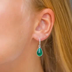 Dråbe aqua krystal øreringe i sølv