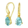 Dråbe blå krystal øreringe i forgyldt sølv