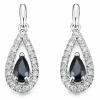 Dråbe blå safir diamantøreringe i 14 karat hvidguld med diamant og safir