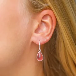 Dråbe Pink turmalin øreringe i sølv