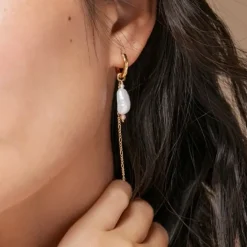 Enamel Adeline perle kæde øreringe i forgyldt sølv