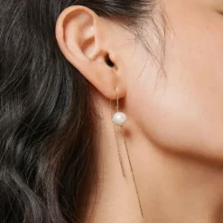 Enamel Aga Pearl øreringe i forgyldt sølv