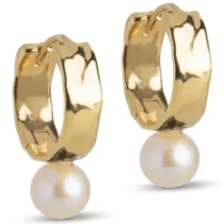 Enamel Avaya Pearl creoler i forgyldt sølv