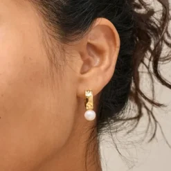 Enamel Avaya Pearl creoler i forgyldt sølv