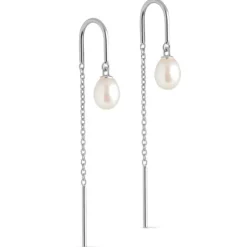 Enamel Eleanor Pearl perle kæde øreringe i sølv