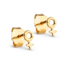 Enamel Feminine Power ørestikker i forgyldt sølv