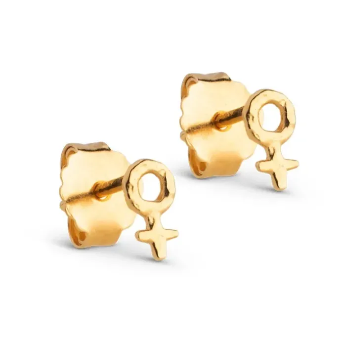 Enamel Feminine Power ørestikker i forgyldt sølv