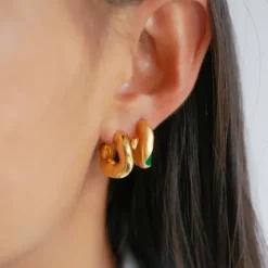 Enamel Gianna halvcreoler i forgyldt sølv