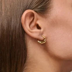 Enamel Inga øreringe i forgyldt sølv