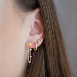 Enamel Lola Daisy Lola Daisy kæde øreringe i forgyldt sølv hvid emalje