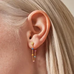 Enamel Lola Lolly kæde øreringe i forgyldt sølv multifarvet emalje