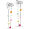 Enamel Lola Rainbow kæde øreringe i sølv regnbuefarvet emalje