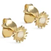 Enamel Mini Sunshine sol Daisy ørestikker i forgyldt sølv