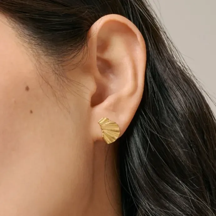 Enamel Mini Wave øreringe i forgyldt sølv