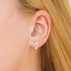 Enamel Mio Pearl ørestikker i forgyldt sølv