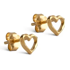 Enamel Organic Heart hjerte øreringe i forgyldt sølv