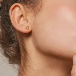 Enamel Organic Heart hjerte øreringe i forgyldt sølv