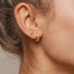 Enamel Organic Heart hjerte øreringe i forgyldt sølv