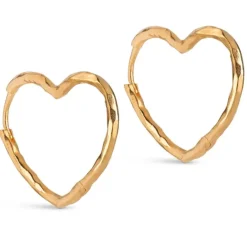 Enamel Organic Heart Medium øreringe i forgyldt sølv