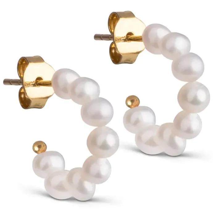 Enamel Pearlie Mini halvcreoler i forgyldt sølv