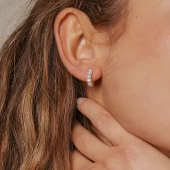 Enamel Pearlie Mini halvcreoler i forgyldt sølv