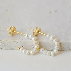 Enamel Pearlie Mini halvcreoler i forgyldt sølv