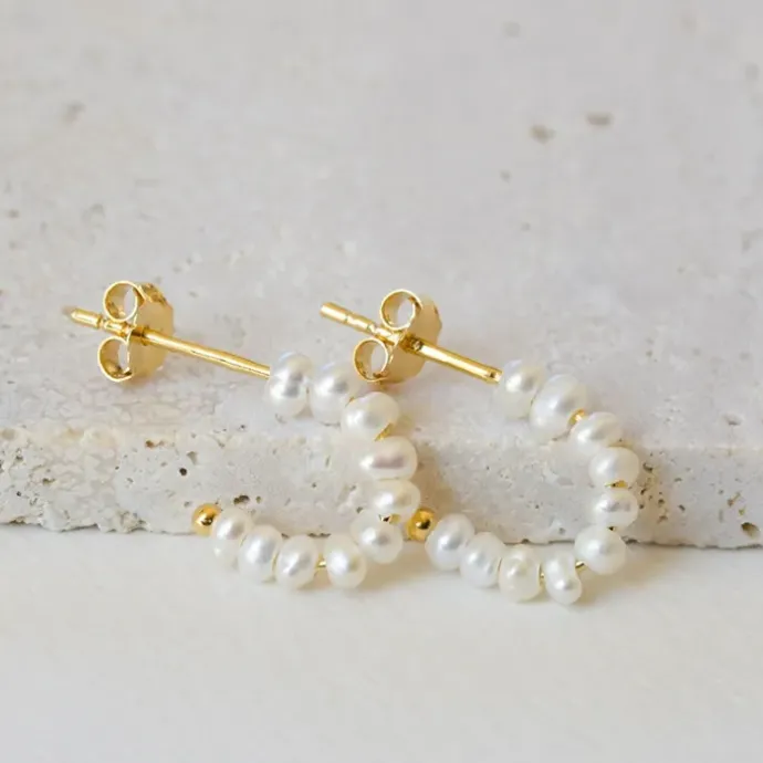 Enamel Pearlie Mini halvcreoler i forgyldt sølv