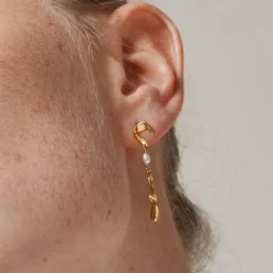 Enamel Sienna øreringe i forgyldt sølv