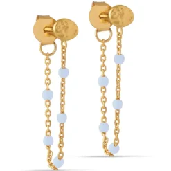 Enamel Sky Lola Sky kæde øreringe i forgyldt sølv blå emalje