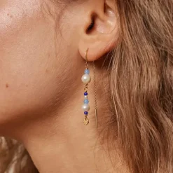 Enamel Sofia blå ørehænger i forgyldt sølv